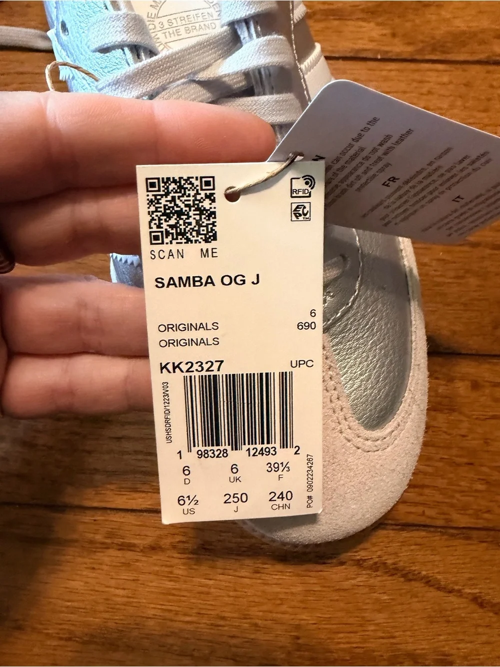 adidas Kids Samba Classic Sneakers in Silver and White with Gum bottom